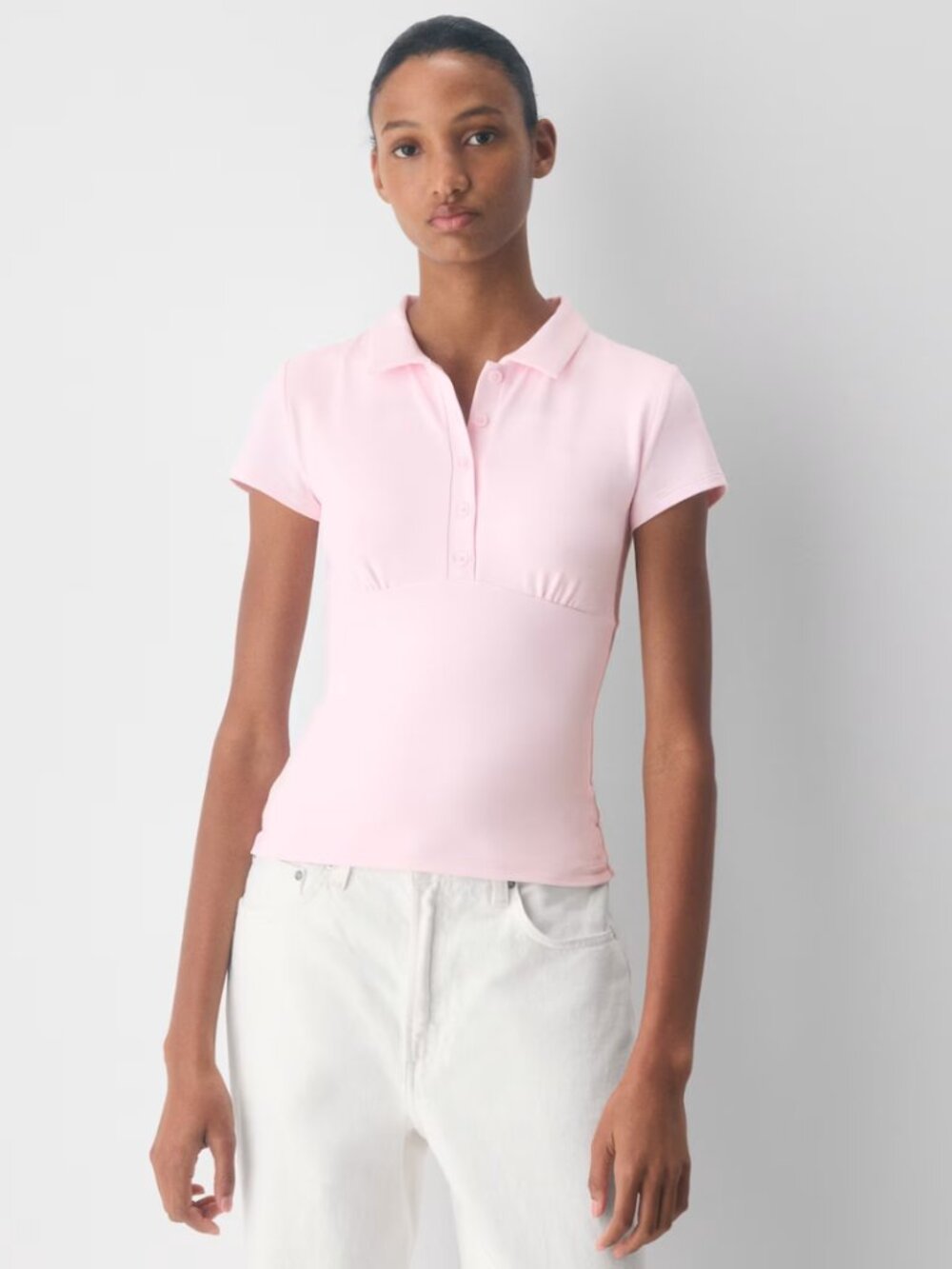 Aritzia Baby Pink Contour Flyer Polo Tee
